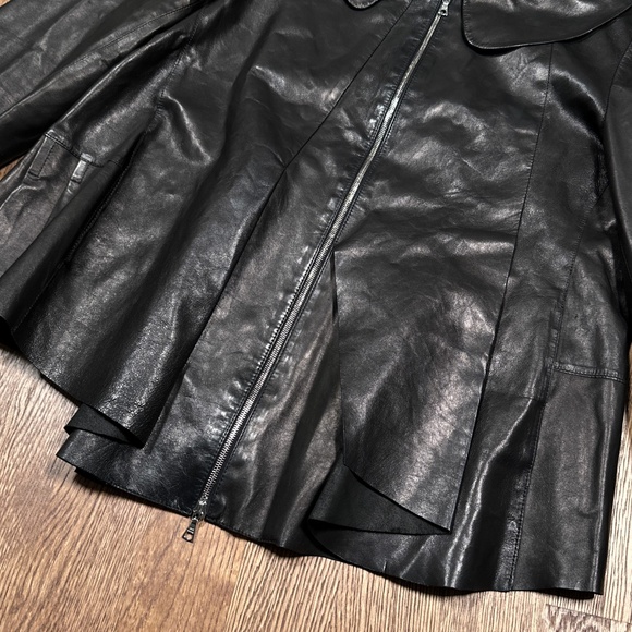 Marni Lambskin Lamb Leather Peplum Assymetrical Black Jacket Womens 40 - Picture 4 of 16
